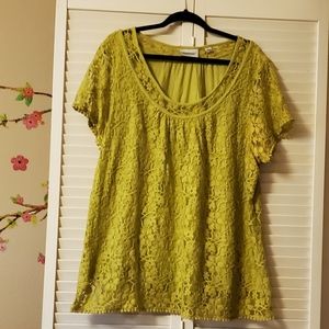 Avenue chatreuse lace top